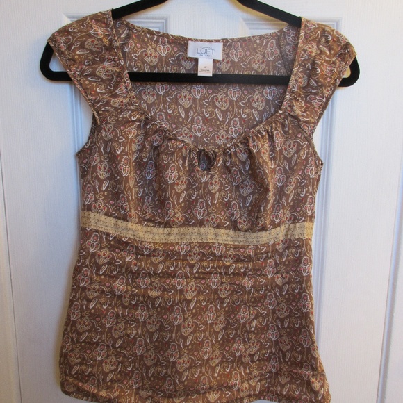 Ann Taylor LOFT Brown Peasant Blouse - Picture 2 of 5